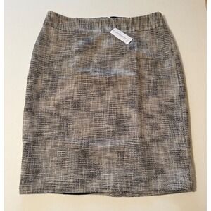 Banana Republic Cotton Tweed Pencil Skirt Black White Women's 12 NWT